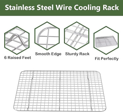 ROTTAY Baking Sheet, Half Sheet Pan with Cooling Rack Set [2 Pans + 2 Racks], Stainless Steel Baking Pan for Oven, Warp Resistant & Heavy Duty & Rust Free, Size 18 x 12 x 1 Inches - Image 6