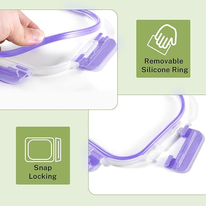 HOMBERKING 8 Pack Glass Food Storage Containers with Lids, Meal Prep Containers, Airtight Bento Boxes with Leak Proof Locking for Microwave, Oven, Freezer and Dishwasher, BPA Free, 5-35oz, purple - Image 7