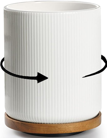 getstar Extra Large Rotating Utensil Holder for Kitchen Counter, 7.9" Ceramic Utensils Crocks Set for Countertop Large & Small Utensil Organizer for Spatula Farmhouse Kitchen Decor by Getstar
