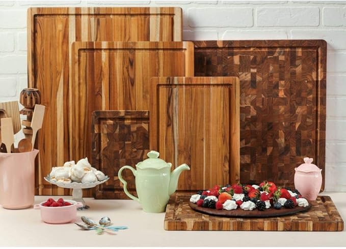 Teakhaus Cutting Board - Medium (M) Wood Cutting Board with Juice Groove (18”L x 14”W) Holiday Gift Ideas for Men and Women - Gift-Ready, Thin, Lightweight, Reversible, Knife Friendly - FSC Certified - Image 2