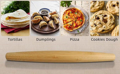 Classic French Rolling Pins Bamboo Wooden Rolling Pin for Baking Pizza Dough Pie Cookie, 15.8-Inch - Image 4
