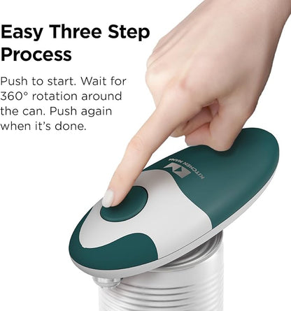 Kitchen Mama Auto 2.0 Electric Can Opener: Blade Opens Almost Any Can Pop or Soda Can - Automatic, Hands Free, Safe, Smooth Edge, Lid Remover, Battery Operated, Cordless, YES YOU CAN (Emerald Mist) - Image 4