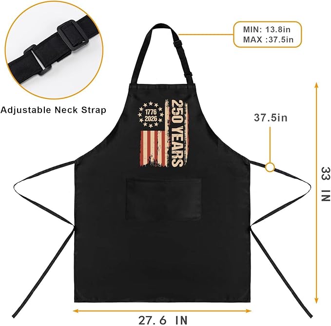 Us 250 Years Of Freedoms Apron With Pocket For Mens