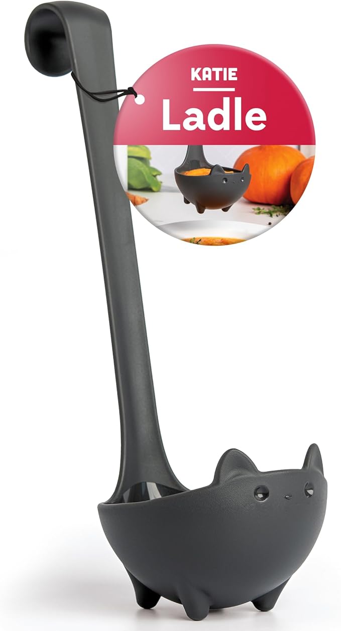 OTOTO Katie Cat Soup Ladle - Halloween Gifts Black Cat, Gothic Gifts, Gifts for Cat Lovers - Spooky Cat Gift, Cute Kitchen Accessories, Fun Gifts (Katie Cat, Black) by OTOTO