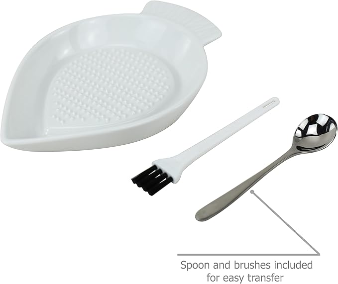 EIKS Ceramic Grater Plate for Grinding Wasabi Ginger Garlic Cheese Carrot Fruits Vegetables, Working for Home Kitchen Cooking Preparation
