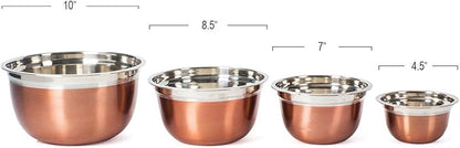 Stainless Steel Mixing Bowls-4 Pc set- Stackable Nesting Bowls - Polished Matte Finish - Cookware Set