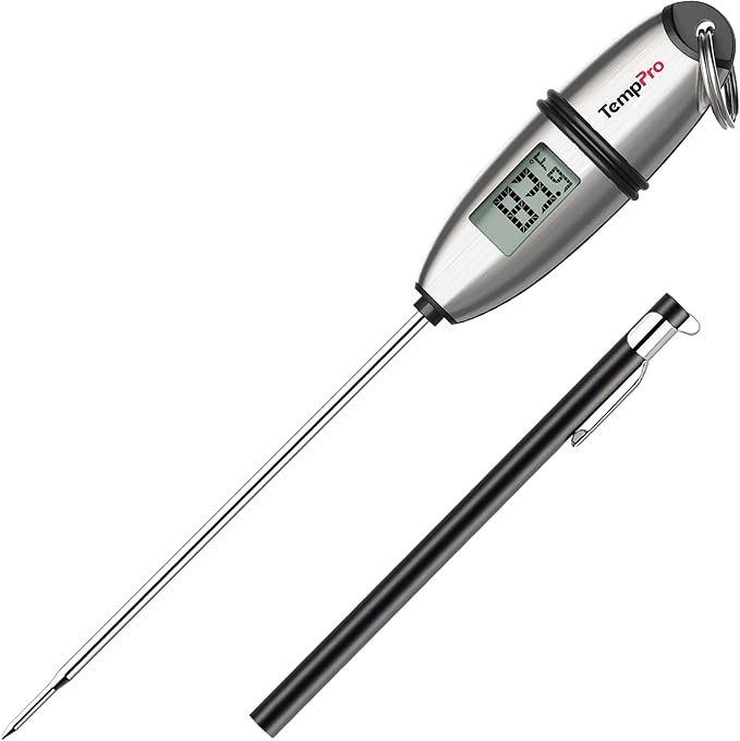 TempPro TP02S Digital Food Thermometer for Cooking Bread Baking Sourdough Liquids, Meat Thermometer Digital with Super Long Probe for Kitchen BBQ Yogurt Candy Making Accessory (Previously ThermoPro) by TempPro