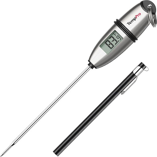 TempPro TP02S Digital Food Thermometer for Cooking Bread Baking Sourdough Liquids, Meat Thermometer Digital with Super Long Probe for Kitchen BBQ Yogurt Candy Making Accessory (Previously ThermoPro) by TempPro