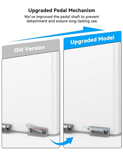 Dual Trash and Recycling Bins for Kitchen, 13.2 + 5.2 Gal (50+20L) Stainless Steel Trash and Recycle Bin Combo with Soft-Close Lid, Large Garbage Cans for Kitchen Home with 2 Magnets Sticker, White
