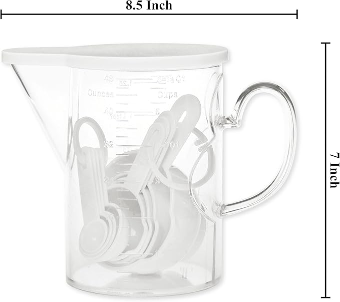 Measuring Cups and Measuring Spoons Set of 10 Pieces, Supreme Housewares Plastic Multi-Purpose Home Essentials Cooking, and Baking Tools BPA Free Dishwasher Safe for Liquid and Dry (White) - Image 2