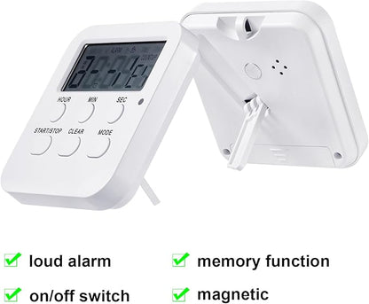 Weewooday 12 Pcs Digital Kitchen Magnetic Timer Bulk Classroom Count up Countdown Timer Large Digits Egg Loud Alarm Cute Desk Stopwatch for Teacher Kids Cooking Office(White,Cute Style)
