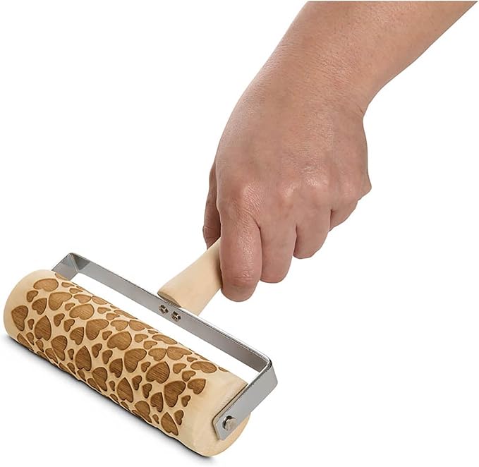 Mrs. Anderson’s Baking Mini Embossing Rolling Pin, Hearts Design, Poplar Wood and Chrome-Plated Iron - Image 3