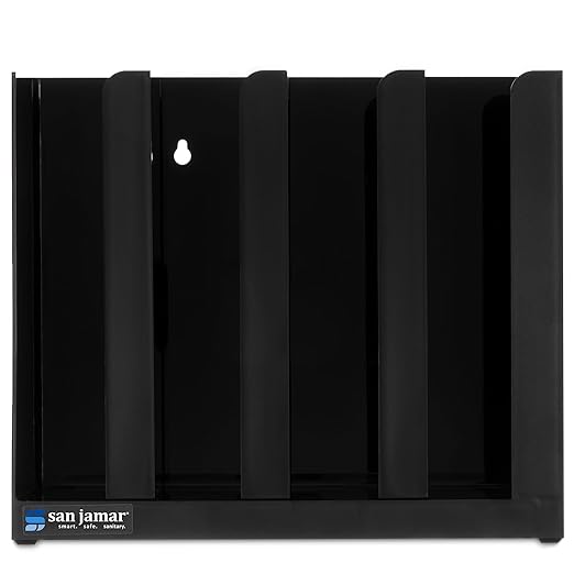 San Jamar Portion Cup and Lid Organizer Fits 2" Cups and Lids with Removable Dividers for Kitchen, Restaurant, and Fast Food, Plastic, 10 x 11.5 x 3.25 Inches, Black by SanJamar