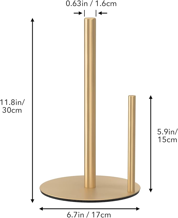 Paper Towel Holder Gold, Premium Stainless Steel Kitchen Roll Dispenser, Countertop Roll Organizer - Image 5