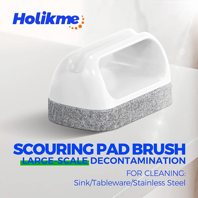 Holikme 7 Pack Deep Cleaning Brush Set, Scrub Pads with Scraper Tip for Pool Walls, Bathroom, Grout, Floor, Bike, Tub, Shower, Kitchen Surface (Green) - Image 3