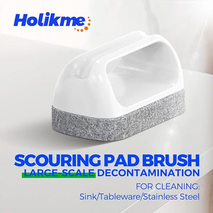 Holikme 7 Pack Deep Cleaning Brush Set, Scrub Pads with Scraper Tip for Pool Walls, Bathroom, Grout, Floor, Bike, Tub, Shower, Kitchen Surface (Green) - Image 3