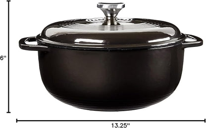 Lodge Essential Enamel Cast Iron Dutch Oven - Perfect for Bread Baking, Braising, Marinating & Slow Cooking - Features Moisture-Sealing Lid & Dual Handles - Kitchen Essentials - 6 Quarts - Midnight Chrome - Image 9