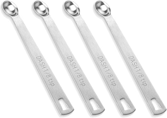 4 PCS 1/8 Teaspoon (1/8 Tsp | 0.625 mL | 0.625 cc) Single Measuring Spoon, Stainless Steel 1/8 Tsp Small Measuring Spoon Mini Measuring Spoons by KALIONE