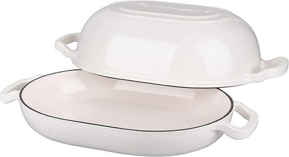 VORRINGARD Enameled Cast Iron Sourdough Bread Oven, Dutch Oven, Loaf Cast Iron Bread Pan for Homemade Bread Baking, Meatloaf Pan with Lid, 7QT, White - Image 5