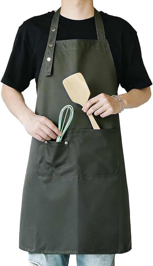 Art Aprons for Painting Pottery Ceramics, Mens Women Kitchen Cooking Aprons Waterproof Green