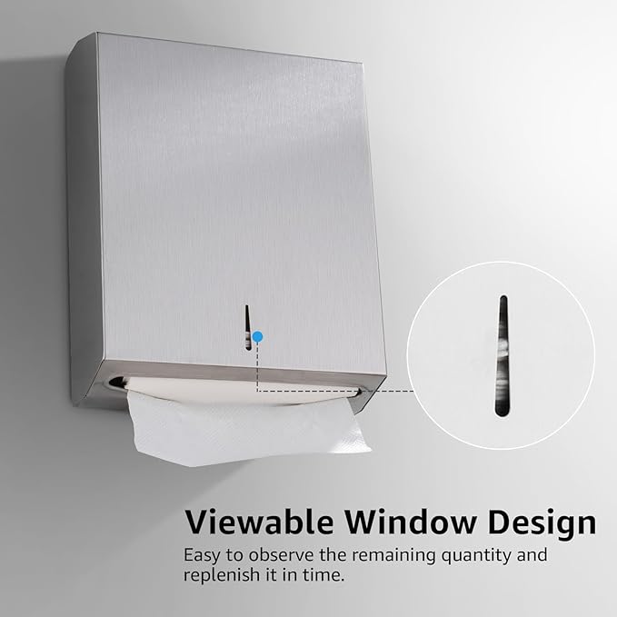 Paper Towel Dispenser Wall Mount - Multifold Trifold Paper Towel Dispensers, Large Capacity Stainless Steel Tissue Holder, Suitable for Bathrooms and Public Places - Image 5