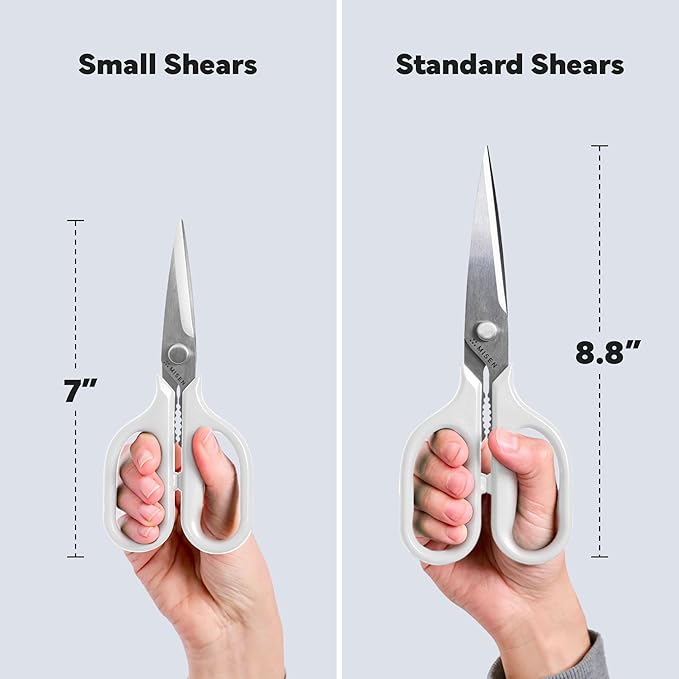 Misen Heavy Duty Kitchen Shears - Comfortable Ambidextrous Scissors for Meat, Poultry, Herbs & More - Easy to Clean - German Stainless Steel - Small | White - Image 7