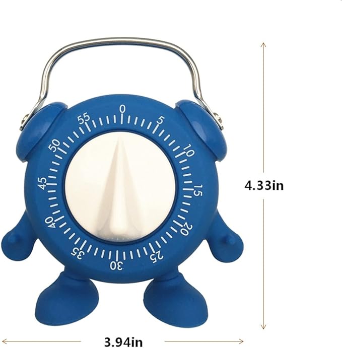 Kitchen Timer, 60 Minutes Countdown Cooking Teaching Egg Potty Training Wind Up Cute Timeout Timer No Battery (Blue)