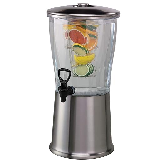 Service Ideas CBDRT3SS Beverage Dispenser, Round, 3 Gallon with Plastic Container and Optional Infuser Tube, Stainless Steel Base and Lid, NSF certified - Image 2
