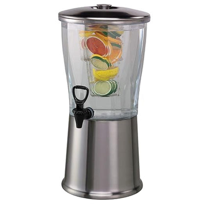 Service Ideas CBDRT3SS Beverage Dispenser, Round, 3 Gallon with Plastic Container and Optional Infuser Tube, Stainless Steel Base and Lid, NSF certified - Image 2