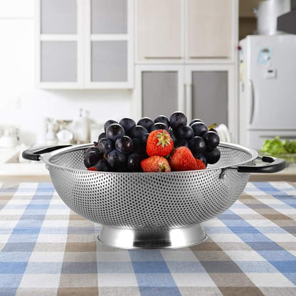 Tiawudi 18/8 Stainless Steel Colander, Easy Grip Micro-Perforated 5-Quart Colander, Strainer with Riveted and Heat Resistant Handles, BPA Free. Great for Pasta, Noodles, Vegetables and Fruits - Image 7