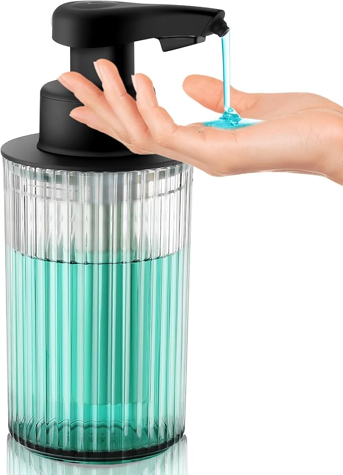 Automatic Soap Dispenser Liquid Touchless: 9oz Black Plastic - Rechargeable Electric Smart Auto Hand Soap Dispenser - Dish Bathroom Kitchen by PHNEEMSAUTOMATICSOAPDISPENSER