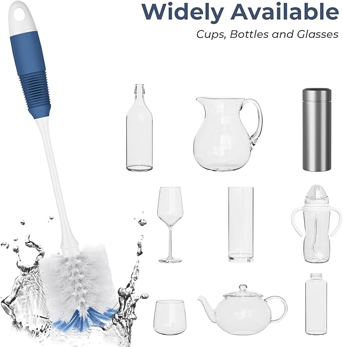 Amazer Bottle Brush Cleaner, Long Flexible Handle Bottle Brush Scrub for Water Bottles, Glasswares, Tumblers, Travel Coffee Mugs, 2 Pack - Image 4