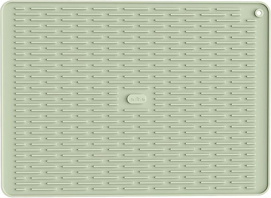 ME.FAN Silicone Dish Drying Mat for Kitchen Counter, Dish Drying Pad for Sink, Refrigerator or Drawer, Countertop Protection Pad XL - 23''×17''- Desert Sage