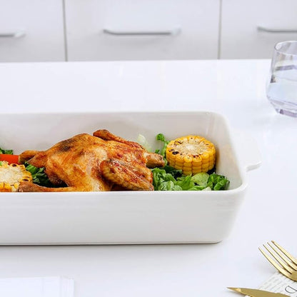 KOOV Bakeware Set, Ceramic Baking Dish Set, Rectangular Casserole Dish Set, lasagna Pan, Baking Pans Set for Cooking, Cake Dinner, Kitchen, 9 x 13 Inches, 3-Piece (Set of 3, White) - Image 7