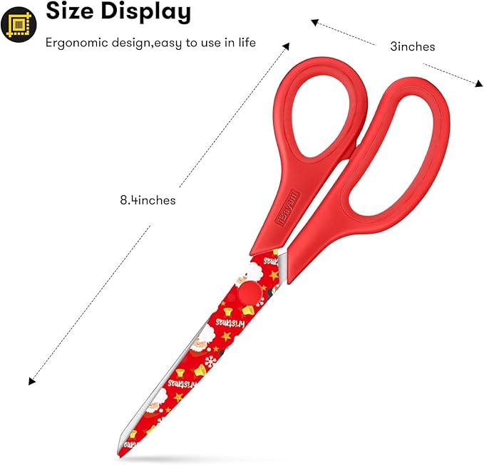 iBayam All Purpose Scissors for Construction Scrapbook Kraft Craft Paper, Gifts Wrapping Packing Paper Cutter Tool, 3 Pack Ultra Sharp 8" Thick Blade Comfort-Grip Scissors for Moving Package Supplies - Image 2
