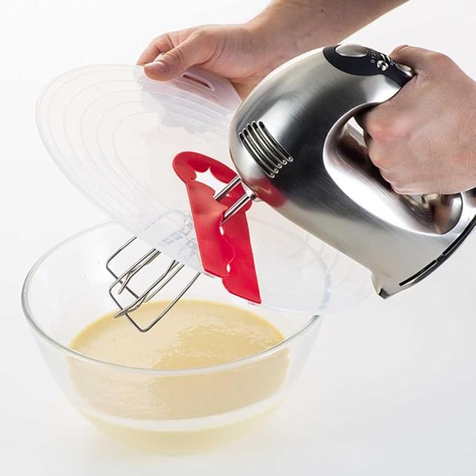 Tissting Splatter Guard for Mixing Bowls, Universal Fit Splash Cover for Cooking Baking - PP Silicone Mixer Screen Protector Prevents Mess While Whipping Cream Beating Eggs Kitchen Accessory