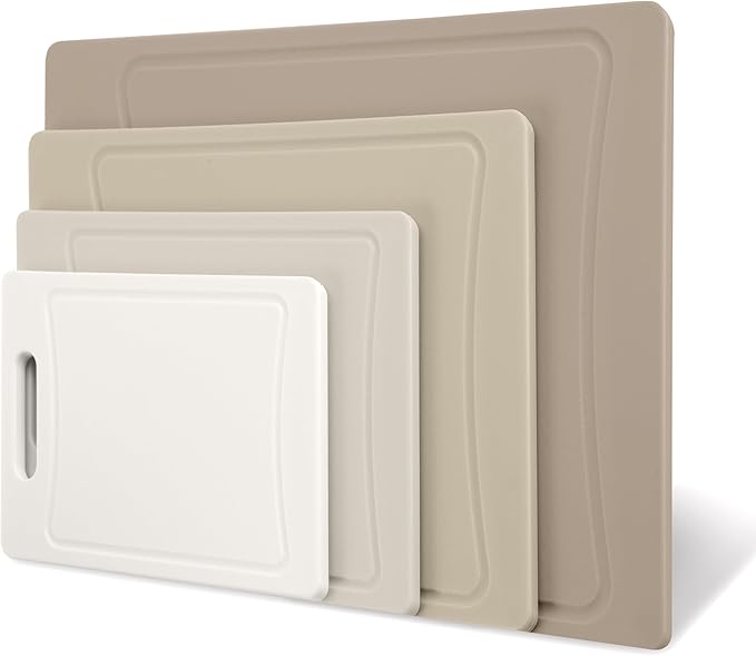 COOK WITH COLOR Non-Slip Cutting Board Set – Kitchen Essentials with Easy Grip Handle for Meat, Veggies, and Fruits, 4 Cutting Boards, Brown - Image 8