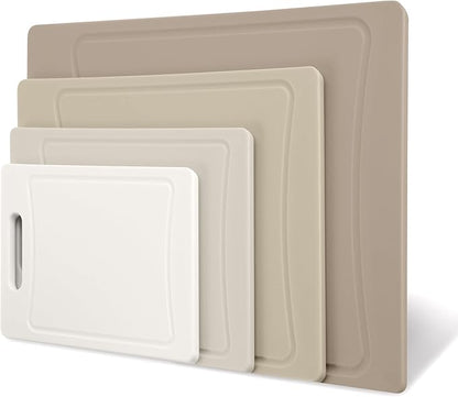 COOK WITH COLOR Non-Slip Cutting Board Set – Kitchen Essentials with Easy Grip Handle for Meat, Veggies, and Fruits, 4 Cutting Boards, Brown - Image 8