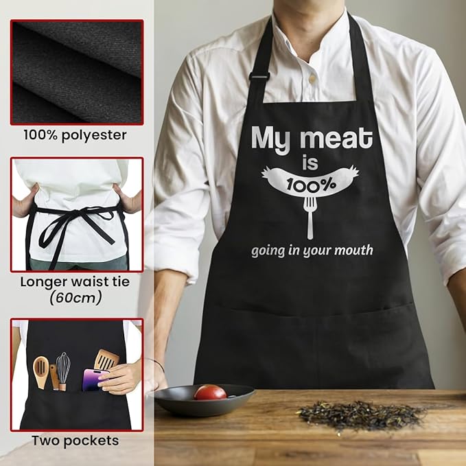 SANDJEST Funny Mens Aprons with Pockets for BBQ Grilling Cooking Grandpa Husband Apron for Birthday Christmas Father's Day