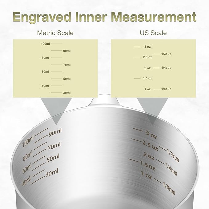 2PCS 1/2Cup (120ml, 4oz) Single Measuring Cup, Etched Inner Scale Stainless Steel Measure Scoop, Metric and US Measurement, Dishwasher Safe - Image 3