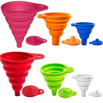 Kitchen Funnel Set of 6,Large Medium and Small,2025 Upgrade Silicone Kitchen Gadgets Accessories Food Grade Collapsible Funnels for Kitchen Use Filling Bottles Liquid Powder Transfer by Unknown