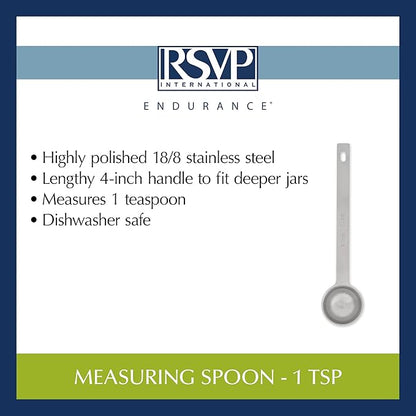 RSVP International Endurance Kitchen Collection Open Stock Measuring Spoon, Stainless Steel, Dishwasher Safe, 1-Teaspoon - Image 6