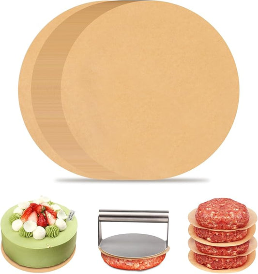 BOYAN 7 Inch Parchment Paper Rounds, Set of 220, Hamburger Patty Paper/Burger Press Paper, Non Stick Small Pre-cut Round Parchment Paper for Cake Pan, Springform Pan, Burger Patty Maker and More