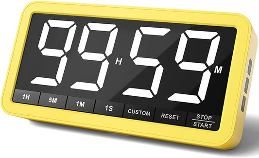 VOCOO Digital Kitchen Timer with 7.8” Extra Large Display, Magnetic, 3 Brightness, 4 Alarms and 3 Volume Levels, Battery Countdown Count Up Timer for Cooking, Classroom, Home Gym (Yellow) by Home