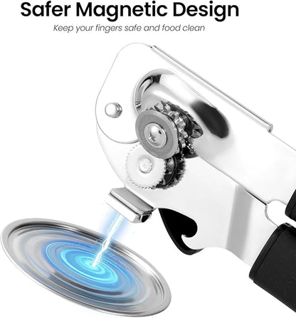 Can Opener Manual with Magnet Lift, Heavy Duty Handheld Smooth Edge Can Tin Opener for Seniors, Durable Sharp Cutting Blade,Easy Turn Knob Multifunctional Bottle Opener - Image 3