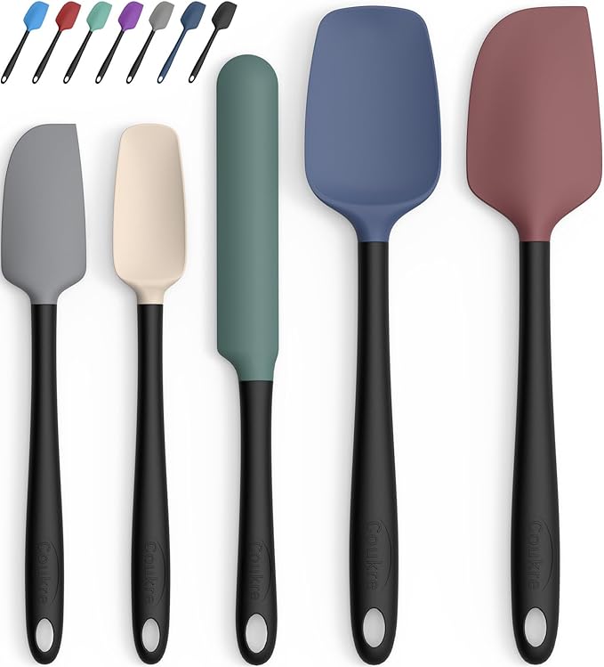 Coukre Silicone Spatula Set of 5,High Temperature Resistant, Food Grade Silicone, Dishwasher Safe, for Baking, Cooking (Colorful A Black) by Coukre