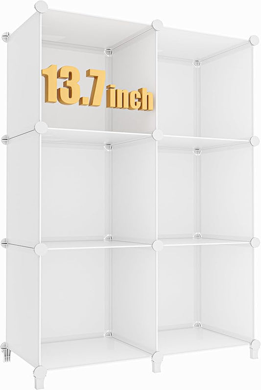 HOMIDEC XLarge Cube Storage Organizer,13.7 Inch Closet Organizer Storage Cabinet Shelf Bookshelf with Metal Hammer, Storage Cubes Organizers Cabinet for Kids, Closet, Bedroom, Bathroom White by DecorateYourHome