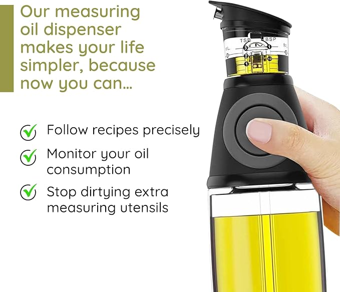 Belwares Olive Oil Dispenser Bottle with Pump - Oil Dispenser for Kitchen, Glass Oil and Vinegar Dispenser Set, Measured Cruet for Cooking - Ideal Oil Bottles for Kitchen Gadgets & Gifts, 2 Pack - Image 7