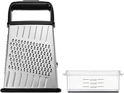 Farberware Professional 4-Sided Slim Stainless Steel Heavy Duty Kitchen Box Grater with Detachable Clear Storage Container, Perfect for Parmesan Cheese, Vegetables, Ginger, with Lemon Zester by Farberware
