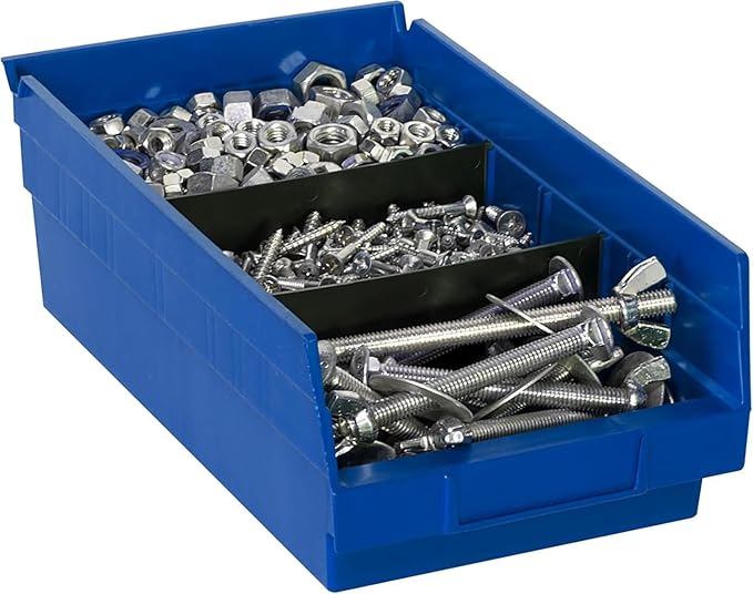 Akro-Mils 30130 Plastic Shelf Bins, Heavy Duty Storage Bins for Garage, Closet, and Drawer Organization, 12" x 6-1/2" x 4", Blue, 12-Pack - Image 8